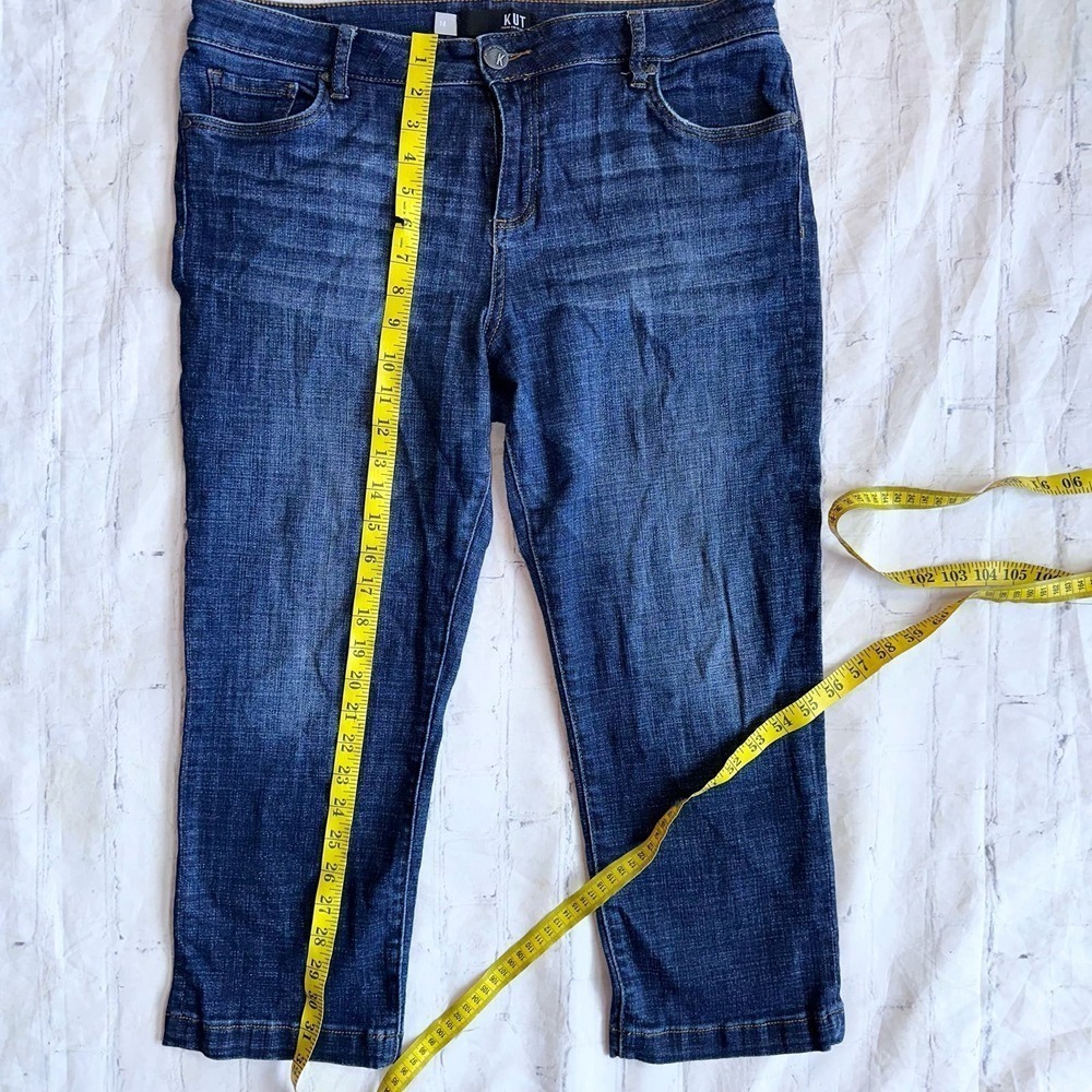 EUC Women’s Size 14 Kut From The Kloth Lauren Cropped Stretch Denim Blue Jeans - Picture 6 of 8